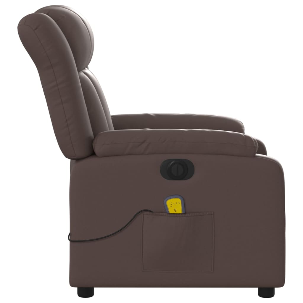 vidaXL Електрически масажен реклайнер стол, кафяв, изкуствена кожа