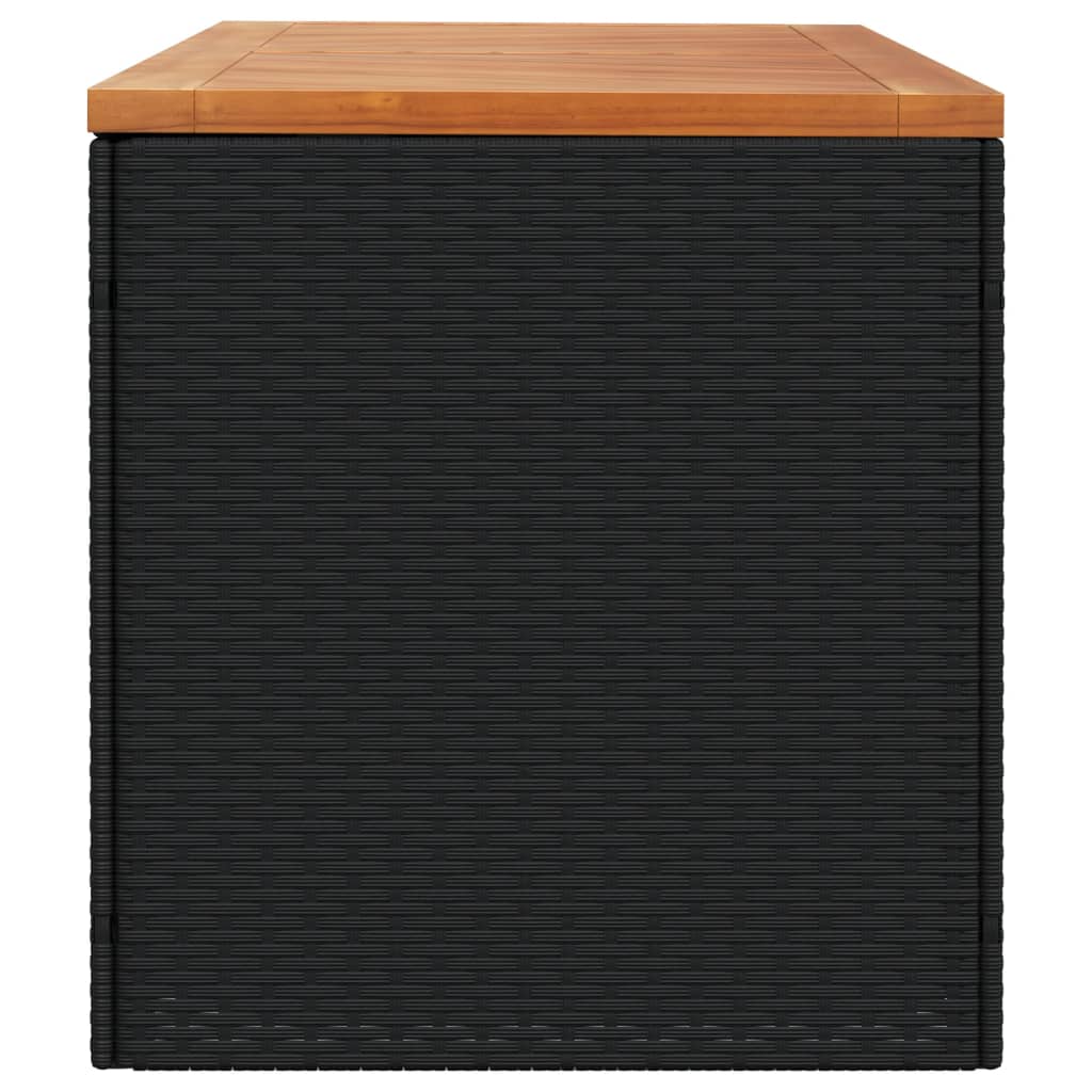 vidaXL Външна кутия за съхранение черна 220x50x54 см PE ратан акация