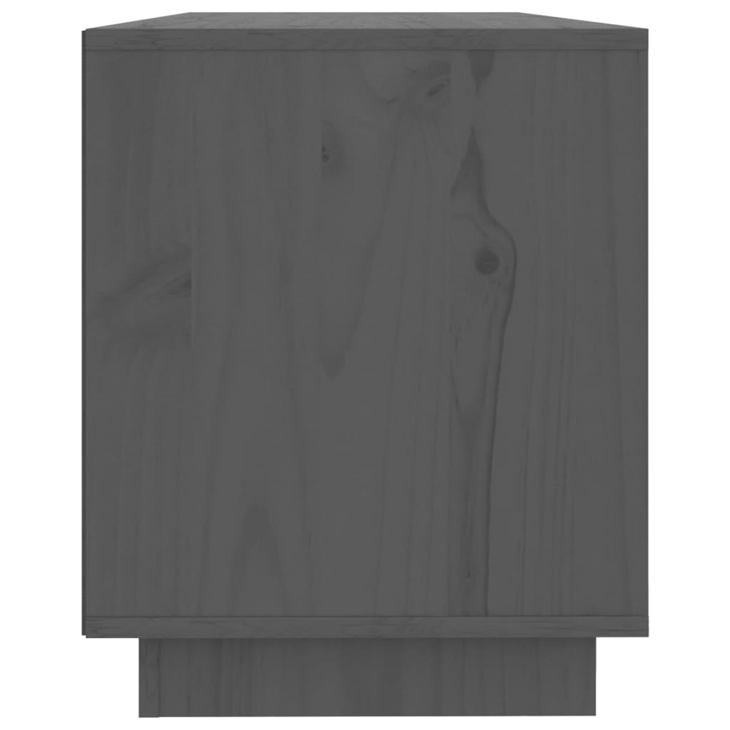 vidaXL ТВ шкаф, сив, 110,5x35x44 см, бор масив