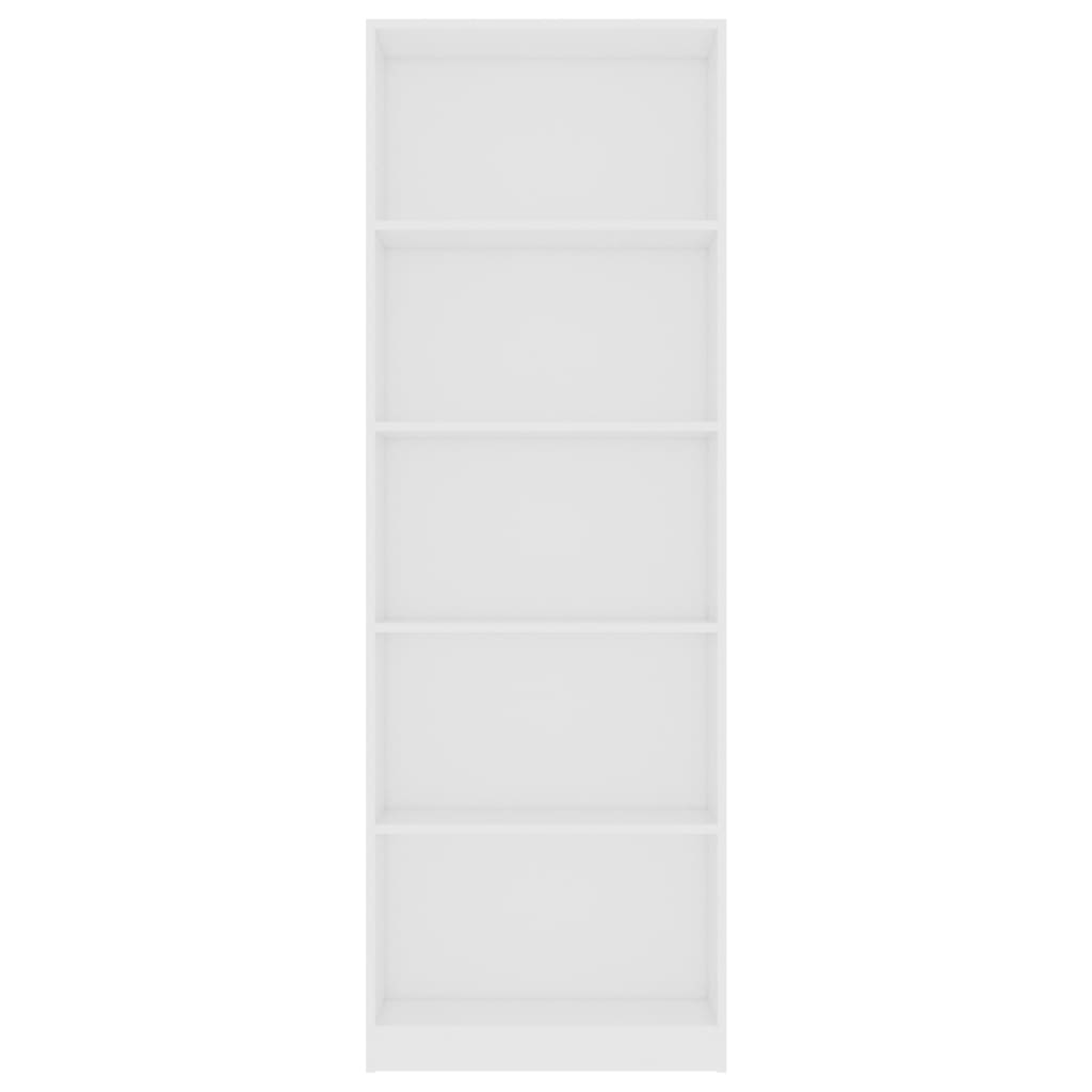 vidaXL 5-етажна библиотека, бяла, 60x24x175 см, ПДЧ
