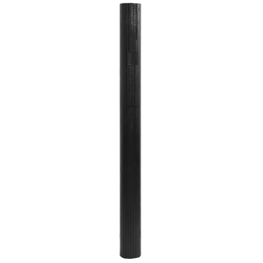 vidaXL Килим, правоъгълен, черен, 80x400 см, бамбук