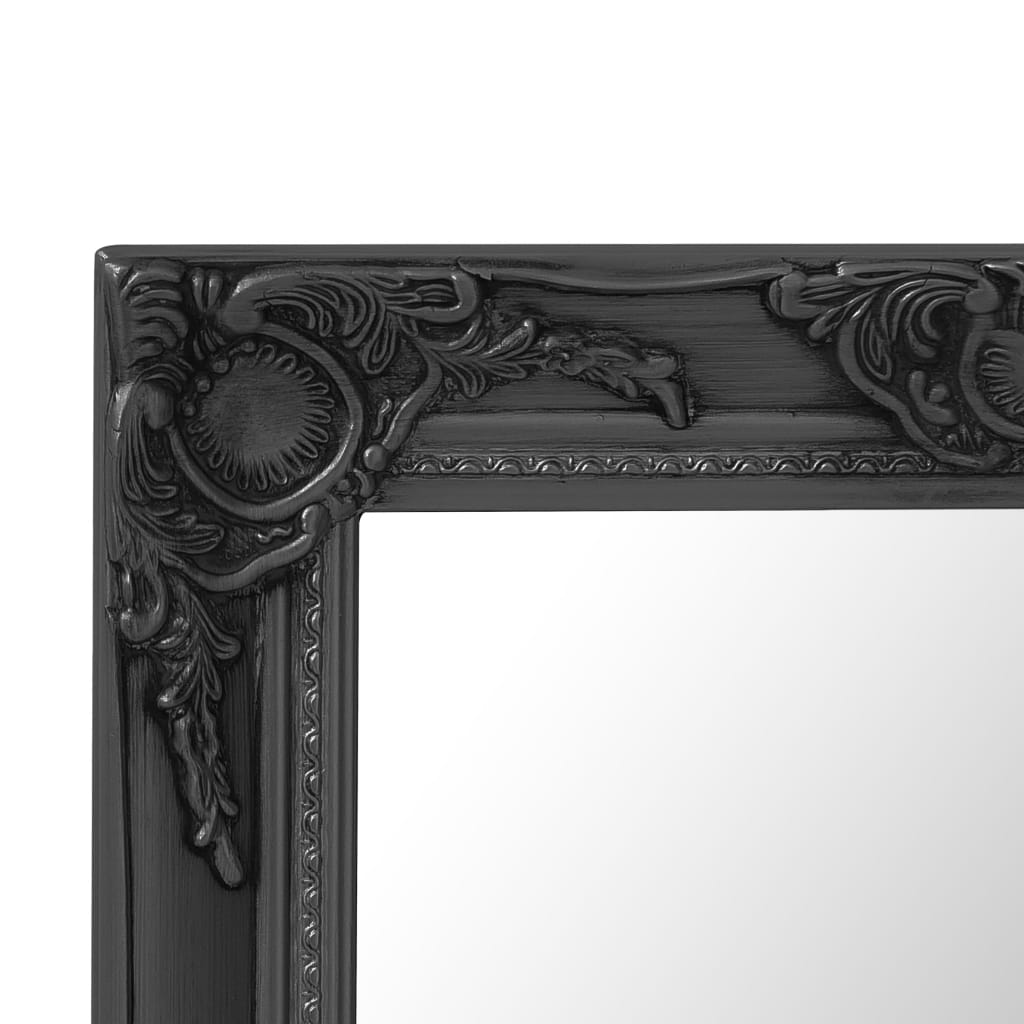 vidaXL Стенно огледало, бароков стил, 50x50 см, черно