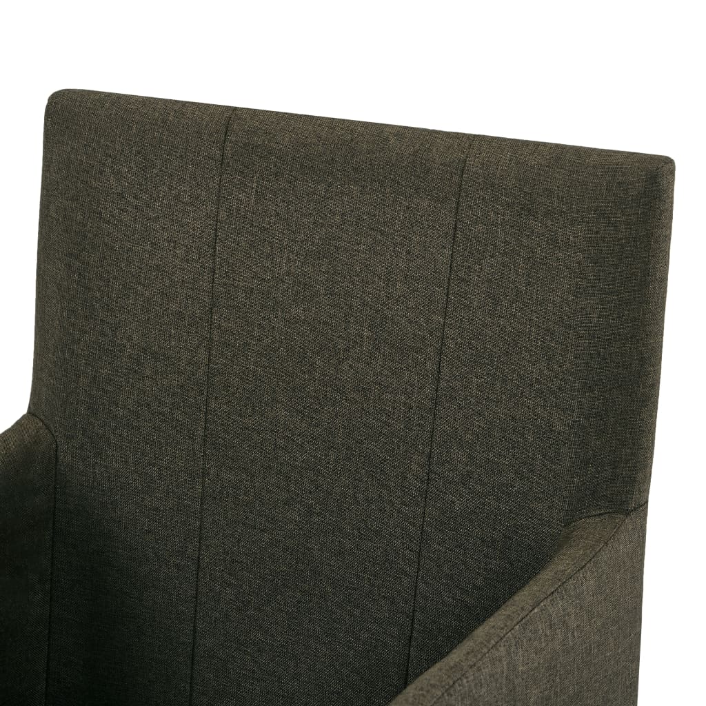 vidaXL Трапезни столове с подлакътници, 6 бр, кафяви, текстил