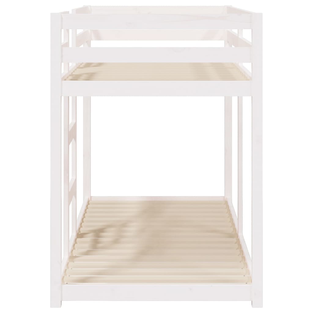 vidaXL Двуетажно легло, бяло, 75x190 см, борово дърво масив