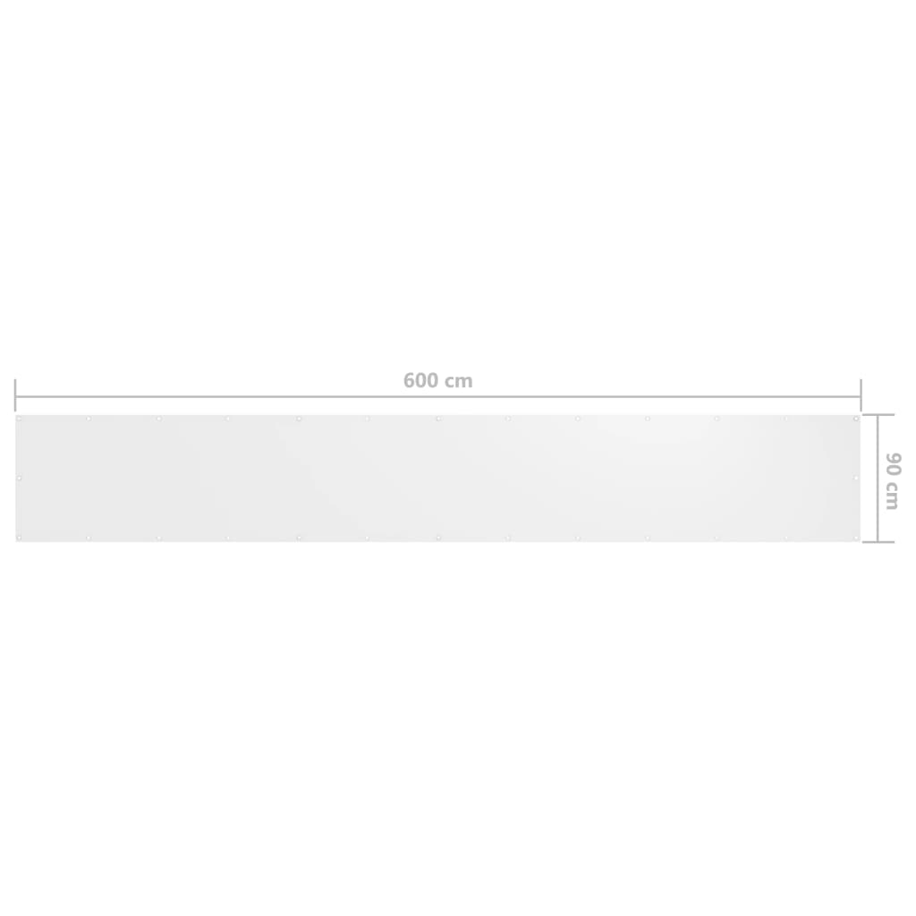 vidaXL Балконски параван, бял, 90x600 см, оксфорд плат