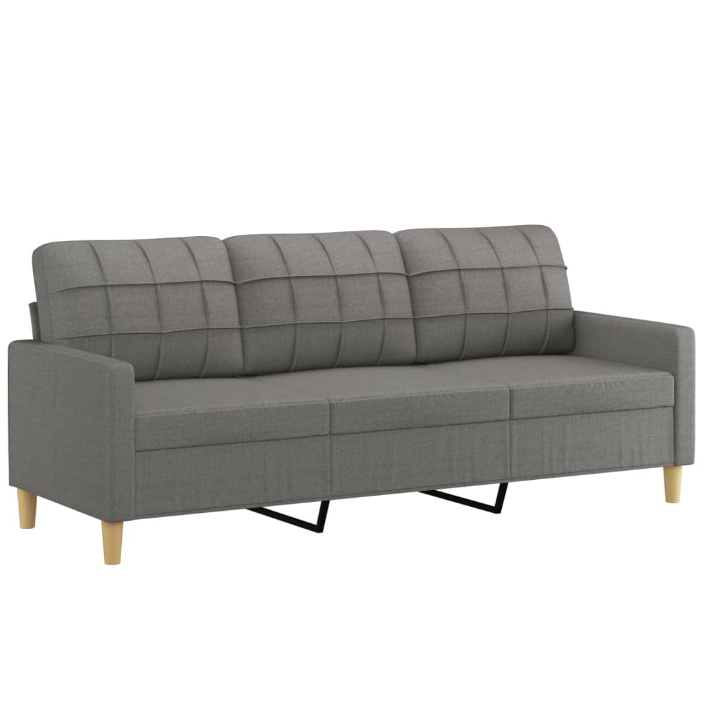vidaXL 3-местен диван, Тъмносив, 180 см, плат
