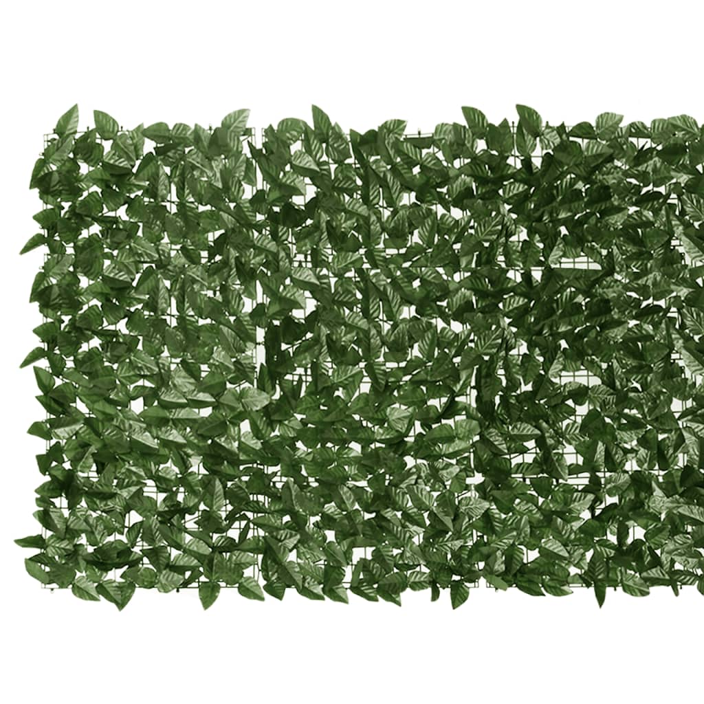 vidaXL Балконски параван с тъмнозелени листа, 200x100 см