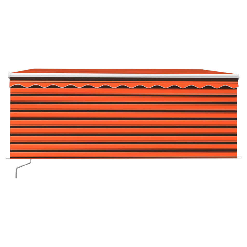 vidaXL Ръчно прибиращ се сенник с щора и LED, 3x2,5 м, оранжево/кафяво