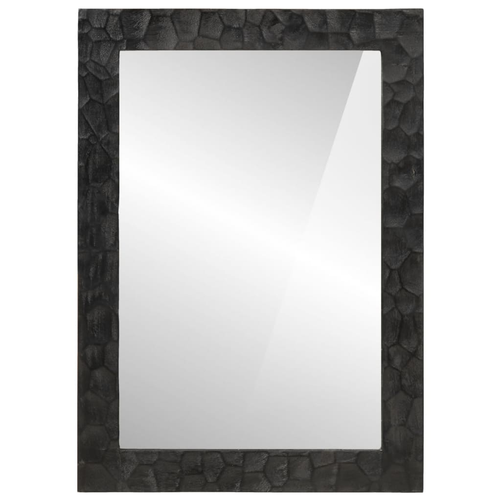 vidaXL Огледало за баня черно 50x70x2,5 см дърво манго масив и стъкло