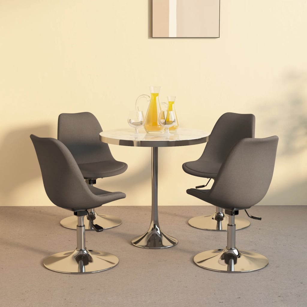 vidaXL Въртящи се трапезни столове, 4 бр, тъмносиви, текстил