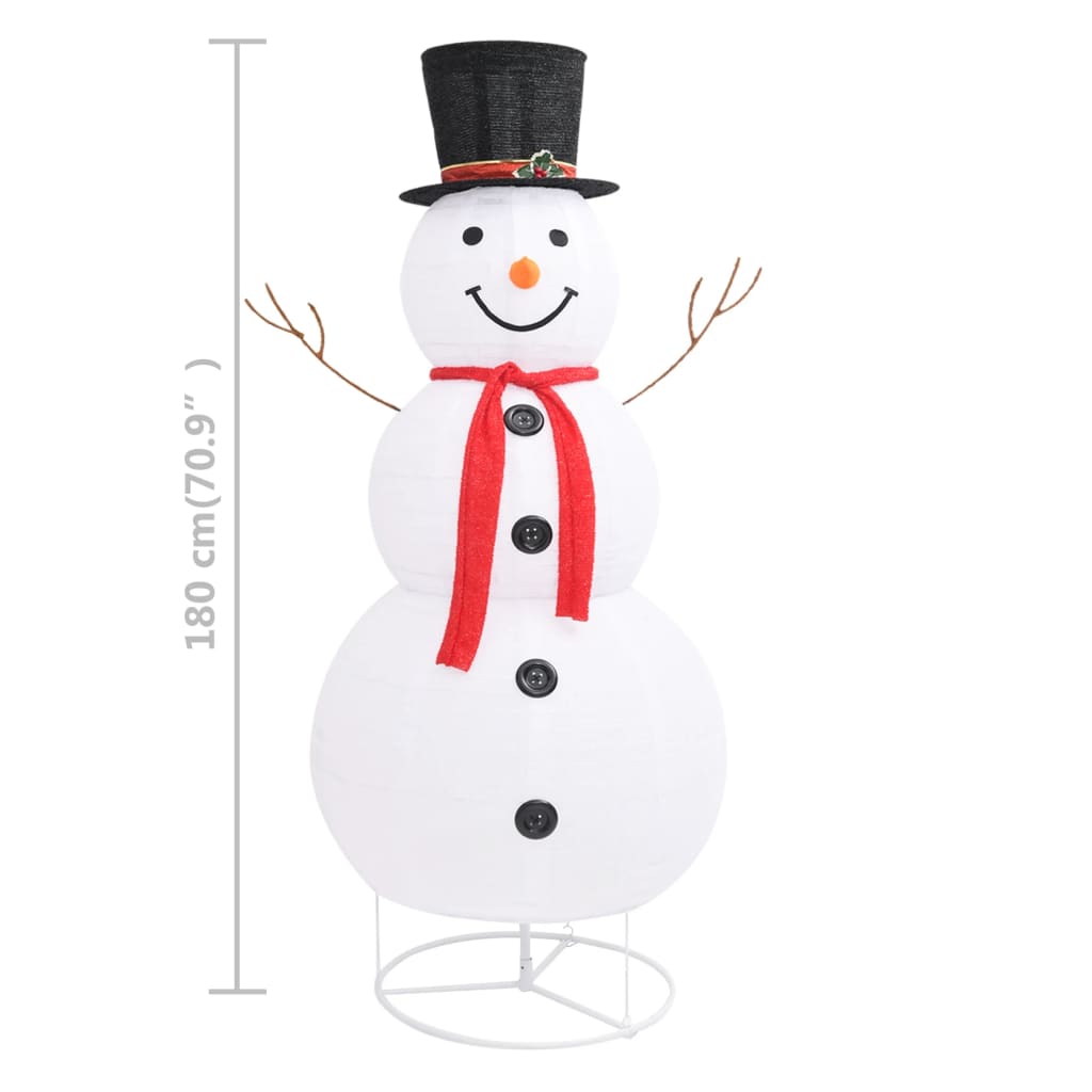 vidaXL Декоративна фигура на снежен човек с LED лукс плат 180 см