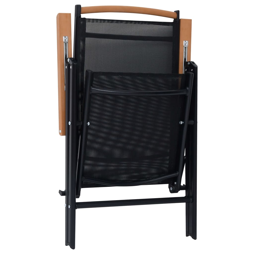 vidaXL Сгъваеми градински столове 2 бр алуминий и Textilene черни