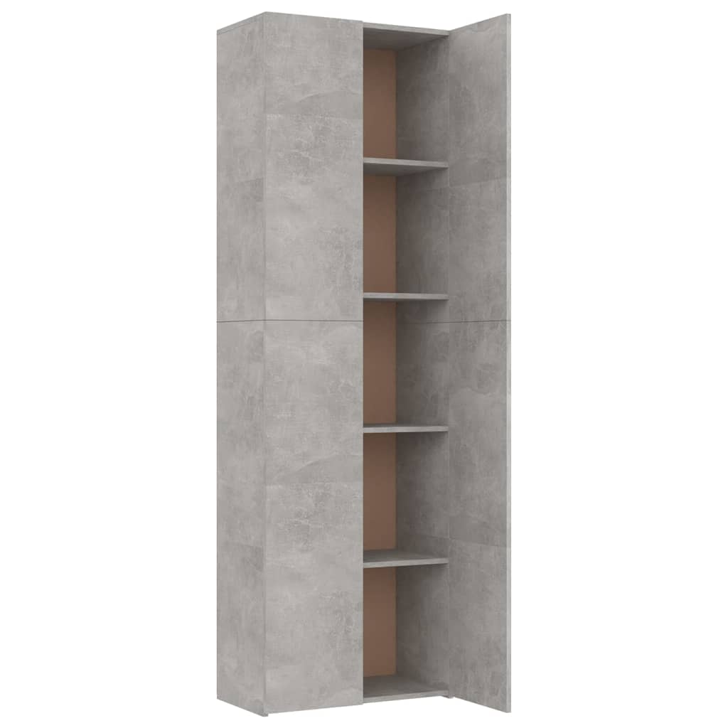 vidaXL Офис шкаф, бетонно сив, 60x32x190 см, ПДЧ