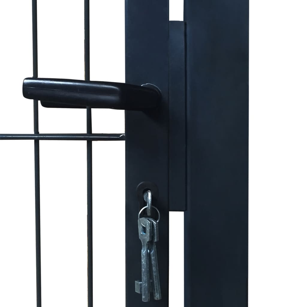 vidaXL 2D Оградна врата, единична, антрацитно сиво, 106х230 см