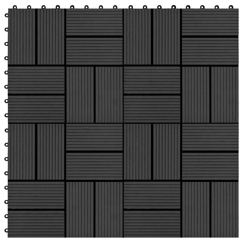 vidaXL 22 бр декинг плочки, 30x30 см, 2 кв.м., WPC, черни