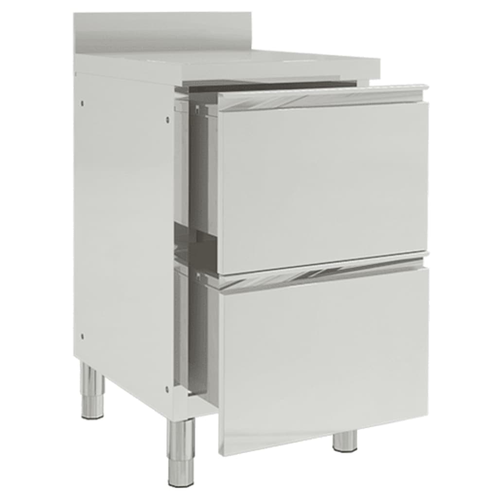 vidaXL Търговски кухненски шкаф с 2 чекмеджета, неръждаема стомана