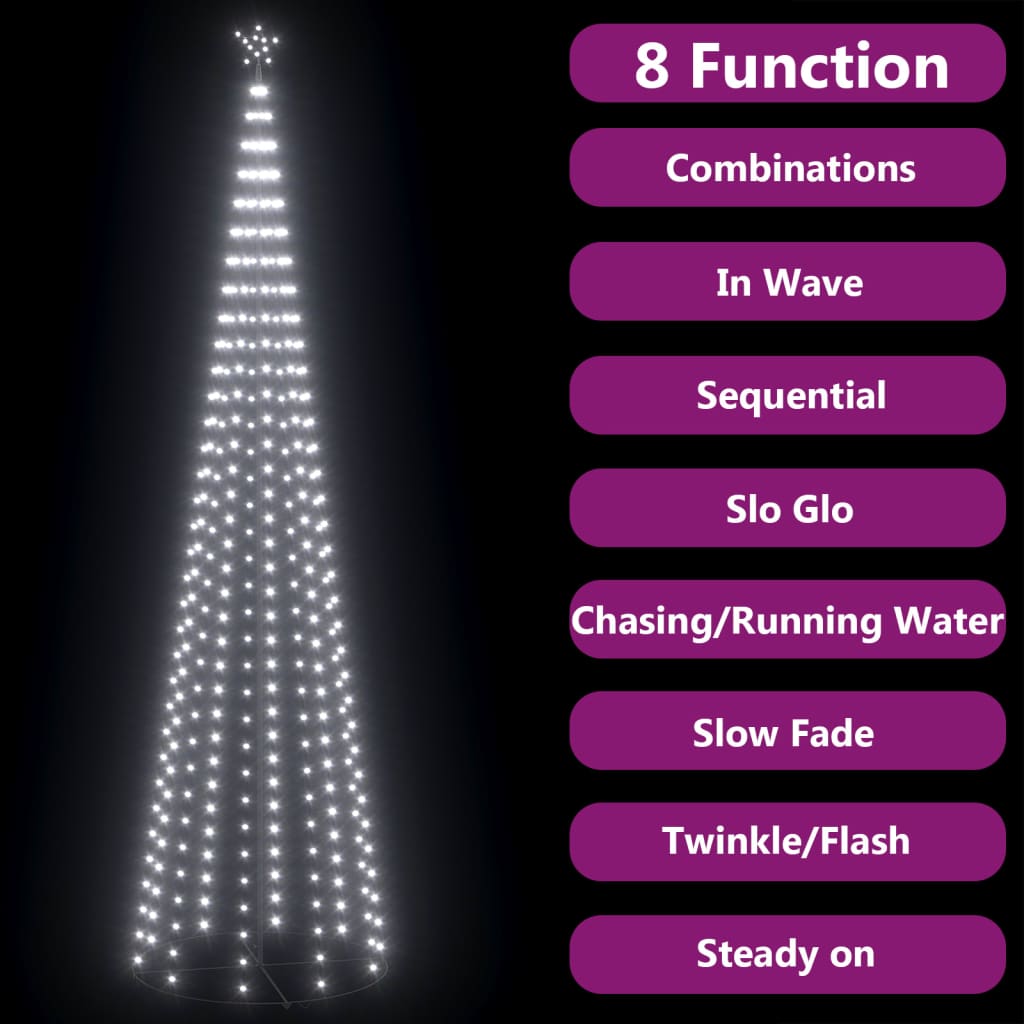 vidaXL Коледна елха конус, 752 LED студено бяло, декорация, 160x500 см