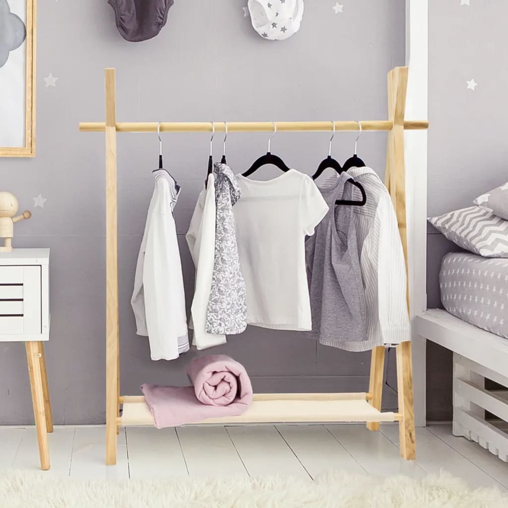 Storage solutions Стойка за детски дрехи с 1 рафт, борова дървесина