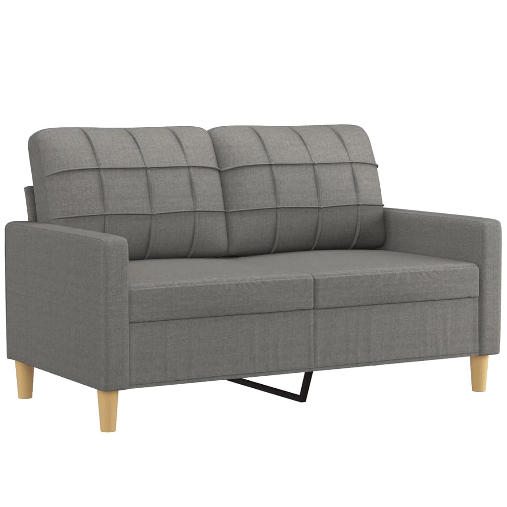 vidaXL 2-местен диван с възглавници, тъмносив, 120 см, текстил