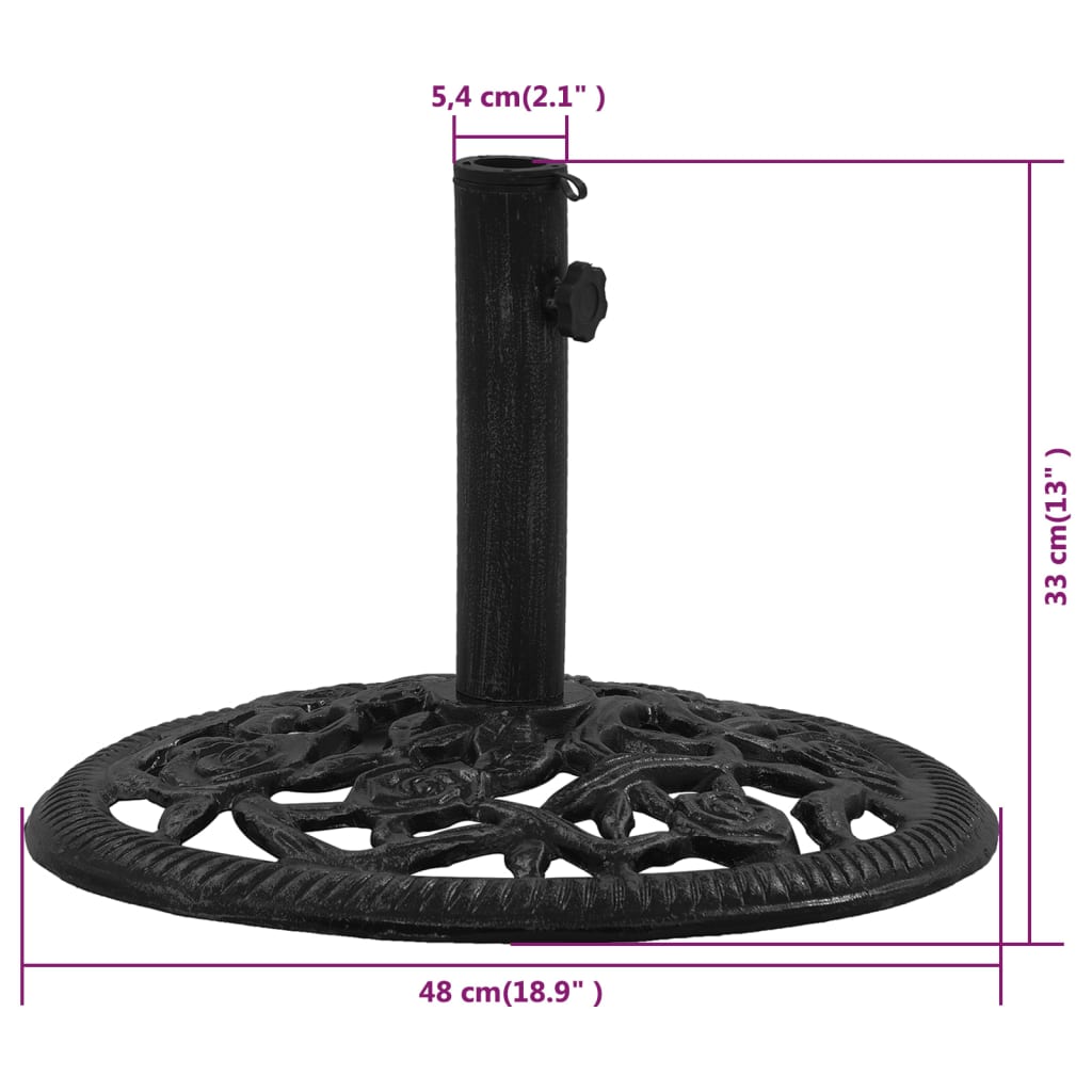 vidaXL Поставка за чадър, черна, 48x48x33 см, чугун
