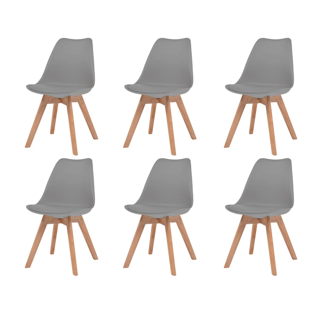 vidaXL Трапезни столове, 6 бр, сиви, пластмаса