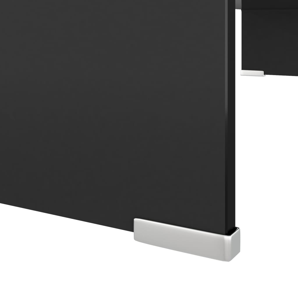 vidaXL Стойка за телевизор/монитор, стъкло, черна, 80x30x13 см