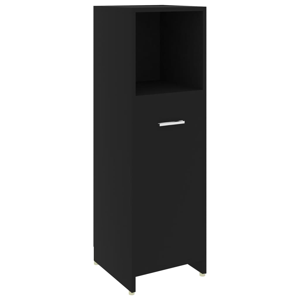 vidaXL Комплект мебели за баня от 4 части, черен