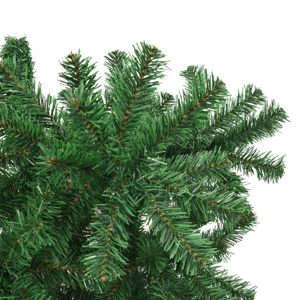 vidaXL Обърната изкуствена коледна елха със стойка, зелена, 240 см