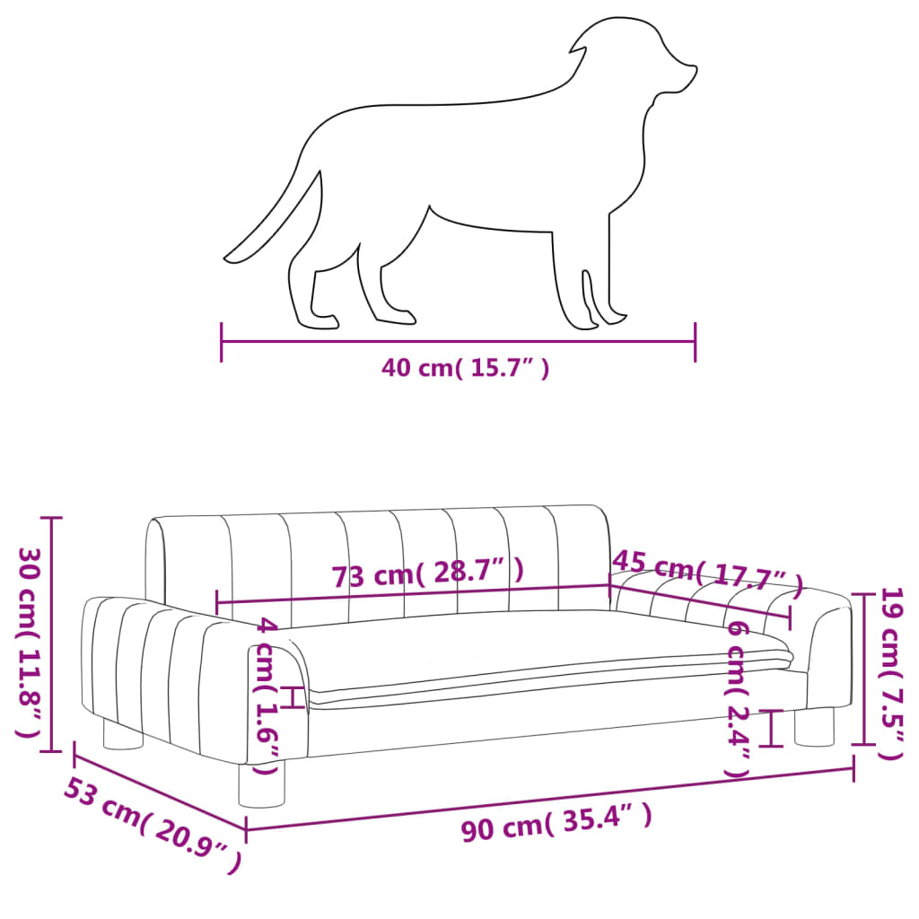vidaXL Кучешко легло, сиво, 90x53x30 см, изкуствена кожа