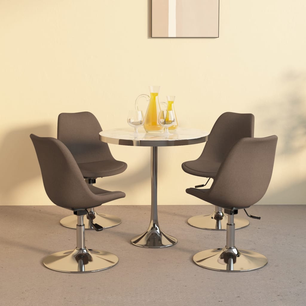 vidaXL Въртящи се трапезни столове, 4 бр, таупе, текстил