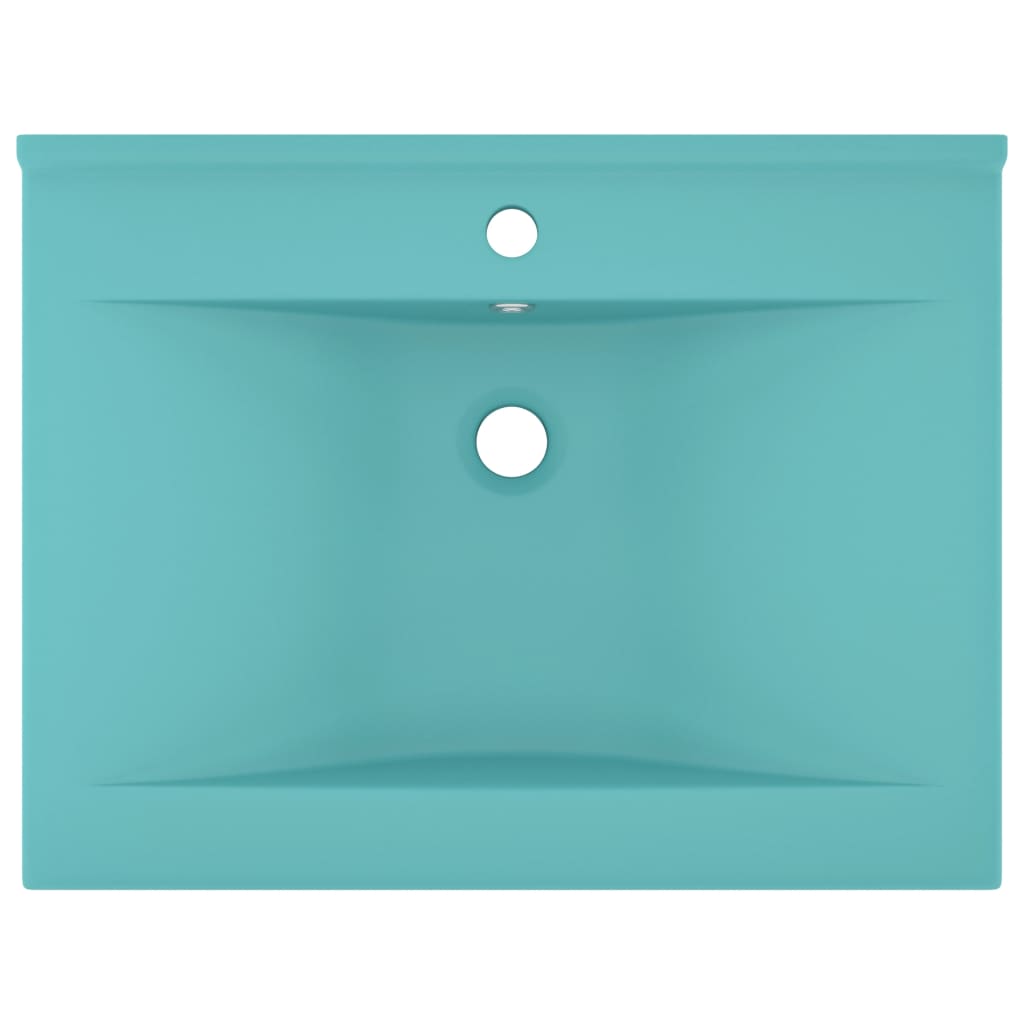 vidaXL Луксозна мивка отвор за кран светлозелен мат 60x46 см керамика