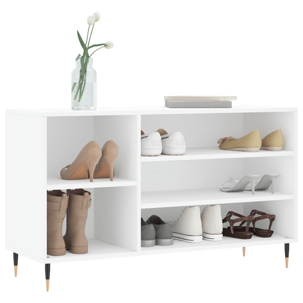 vidaXL Шкаф за обувки, бял, 102x36x60 см, инженерно дърво