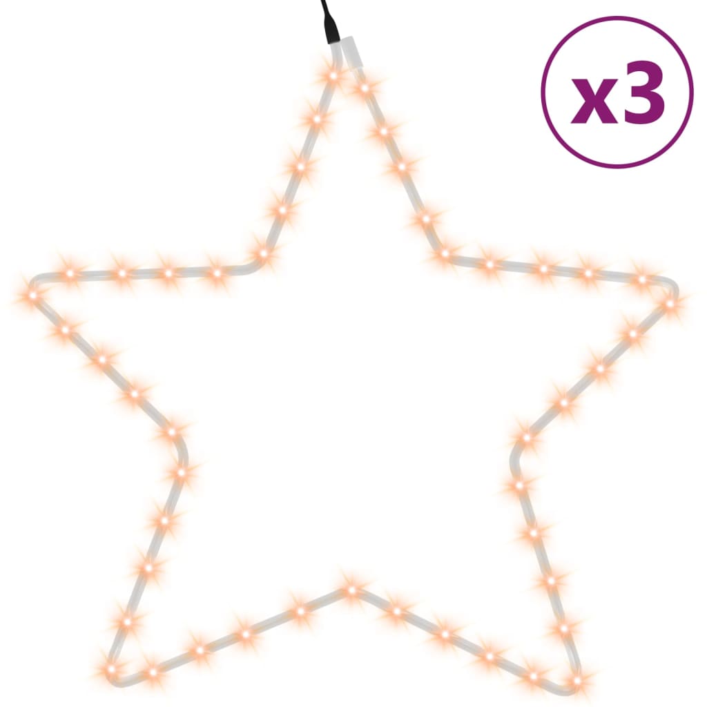 vidaXL Коледни фигури звезди с 48 светодиода 3 бр топло бяло 56 см