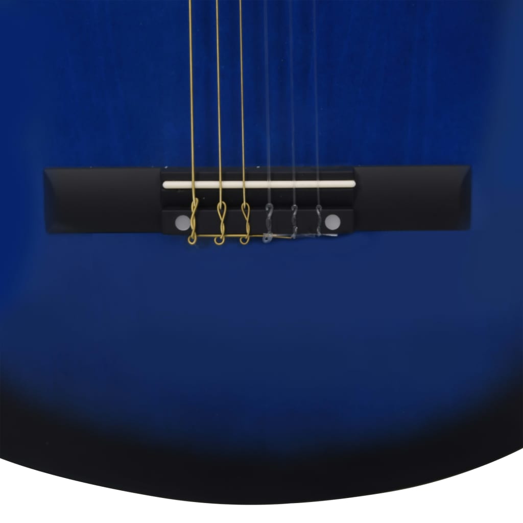 vidaXL Комплект уестърн китара с еквалайзер и 6 струни, 12 части, син