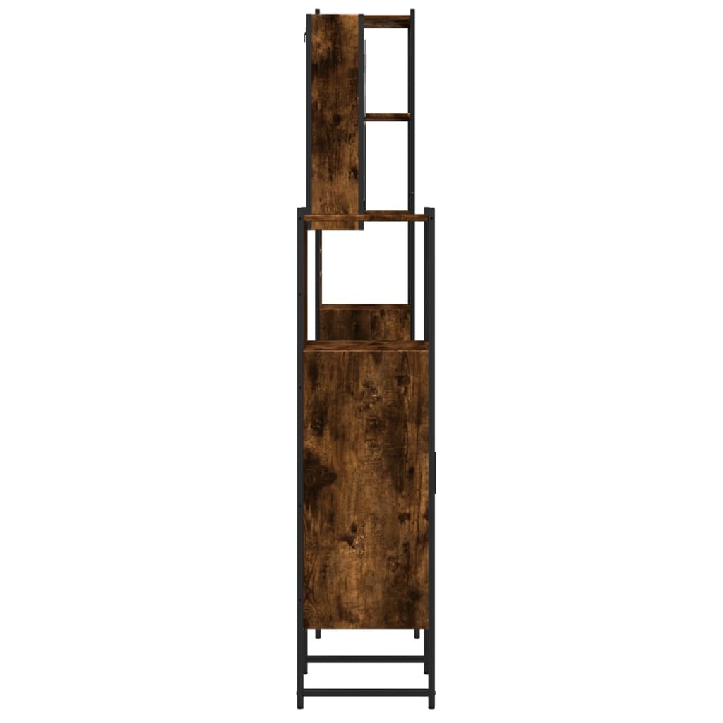 vidaXL Комплект шкафове за баня от 4 части инженерно дърво Опушен дъб