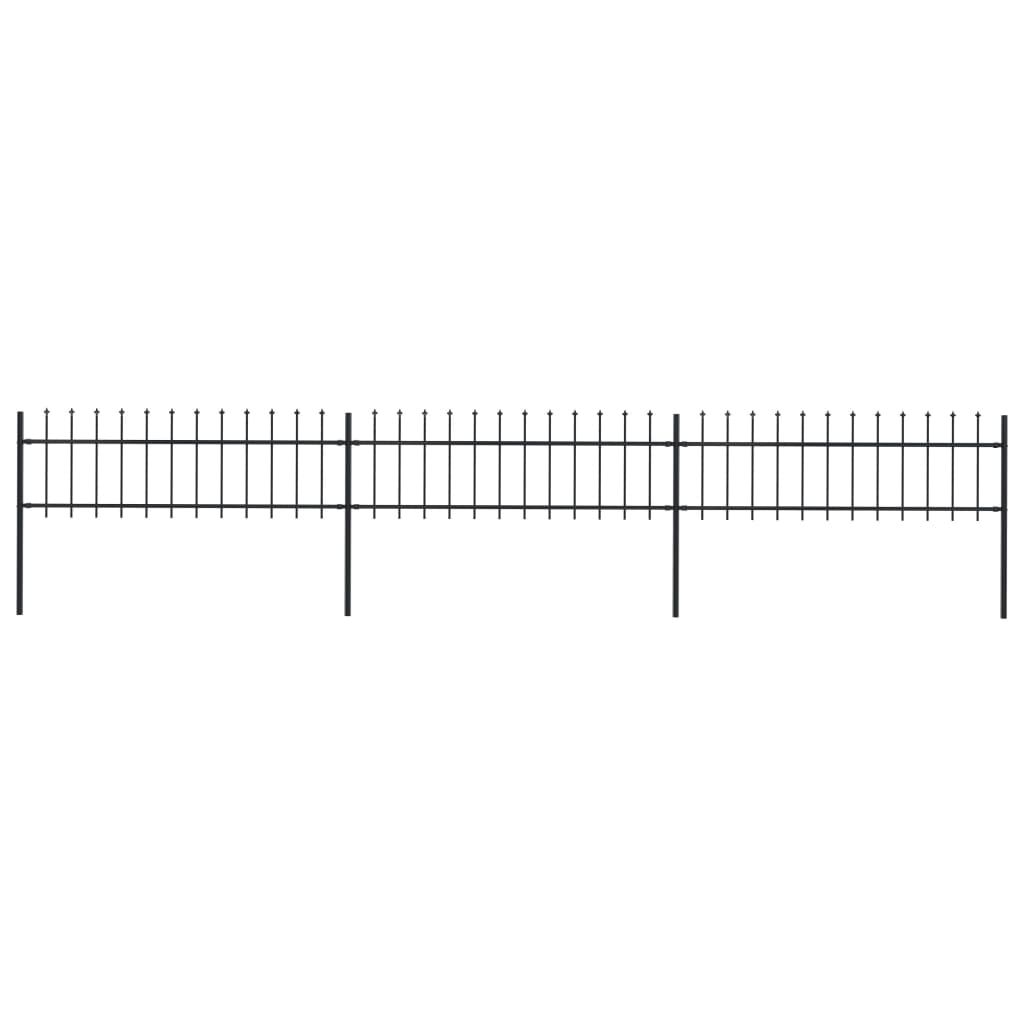 vidaXL Градинска ограда с пики, стомана, 5,1x0,6 м, черна