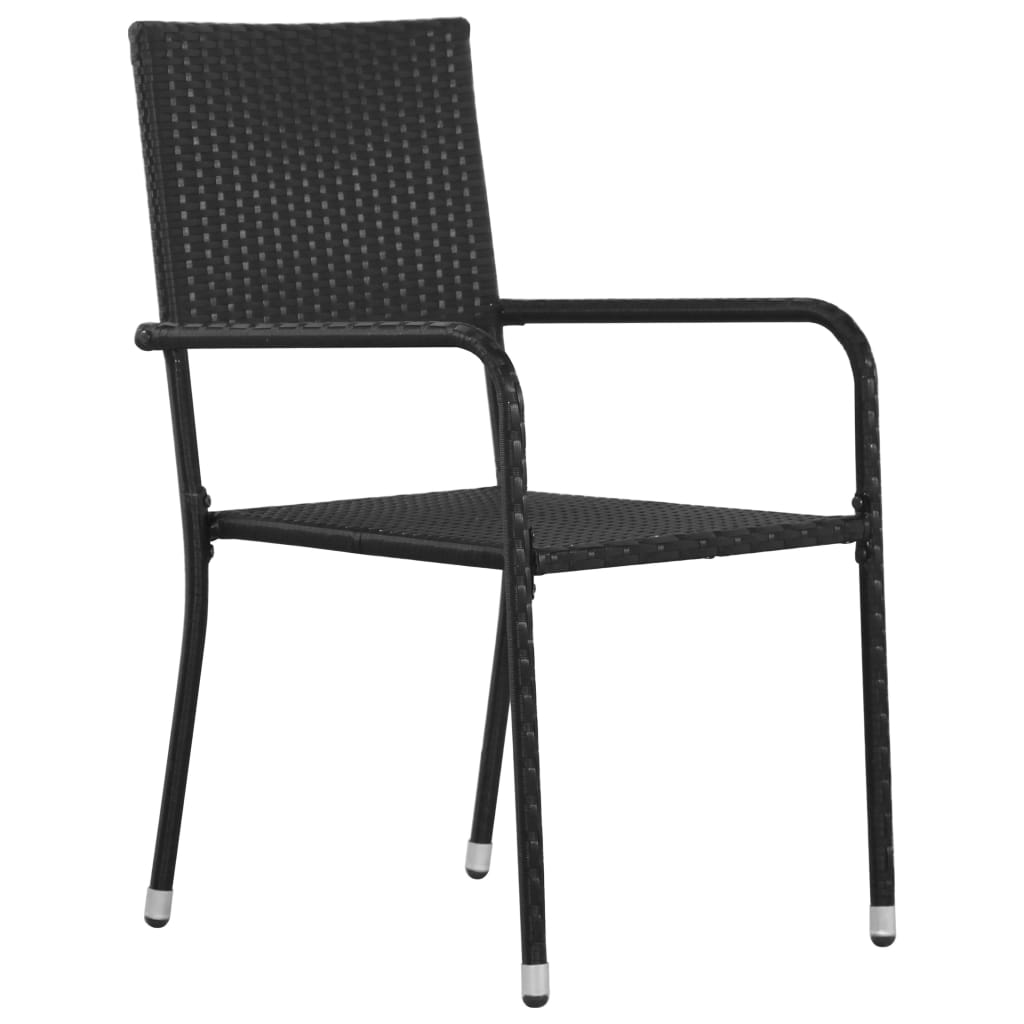 vidaXL Външни трапезни столове, 6 бр, полиратан, черни