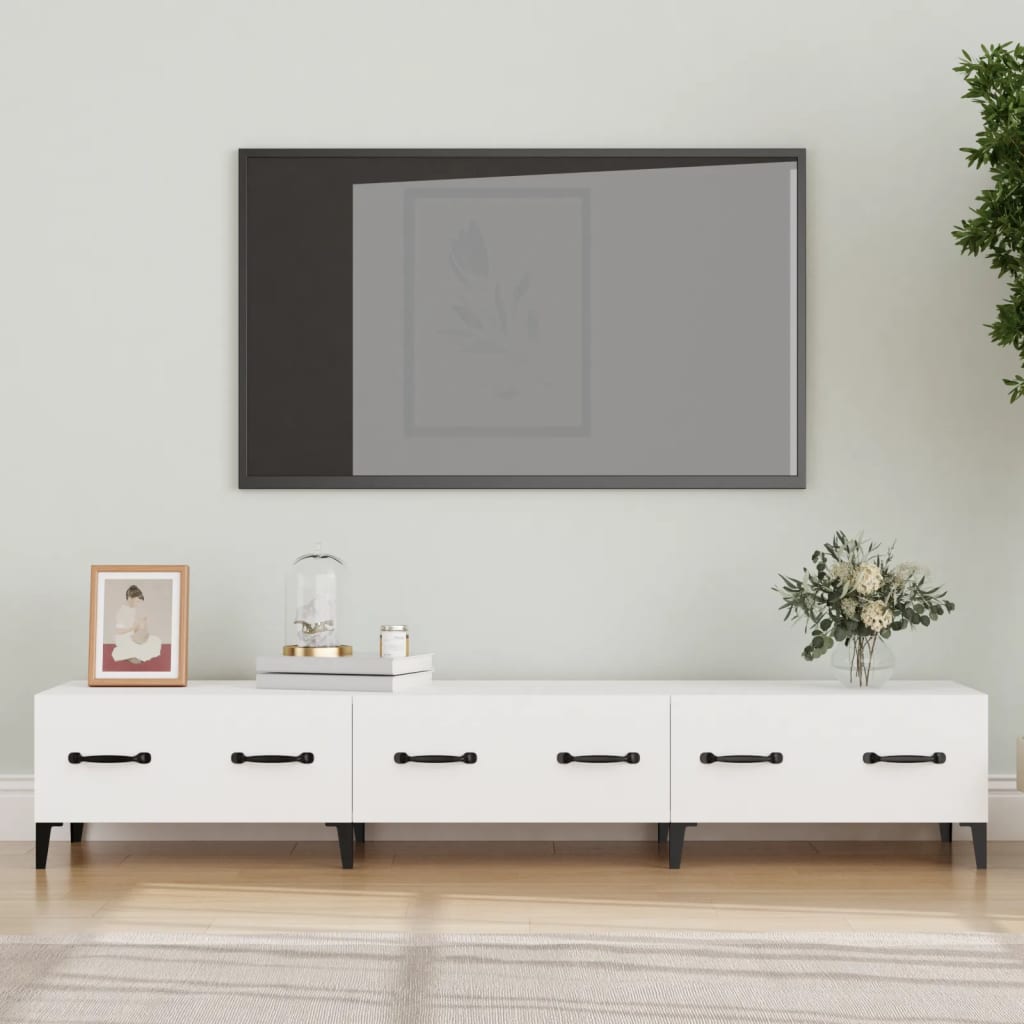 vidaXL ТВ шкаф, бял, 150x34,5x30 см, инженерно дърво