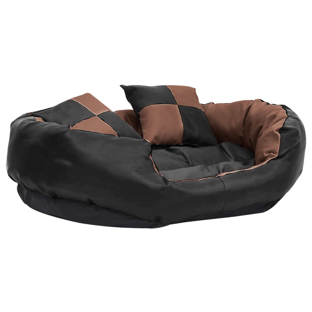 vidaXL Реверсивно и миещо се кучешко легло, черно-кафяво, 85x70x20 см