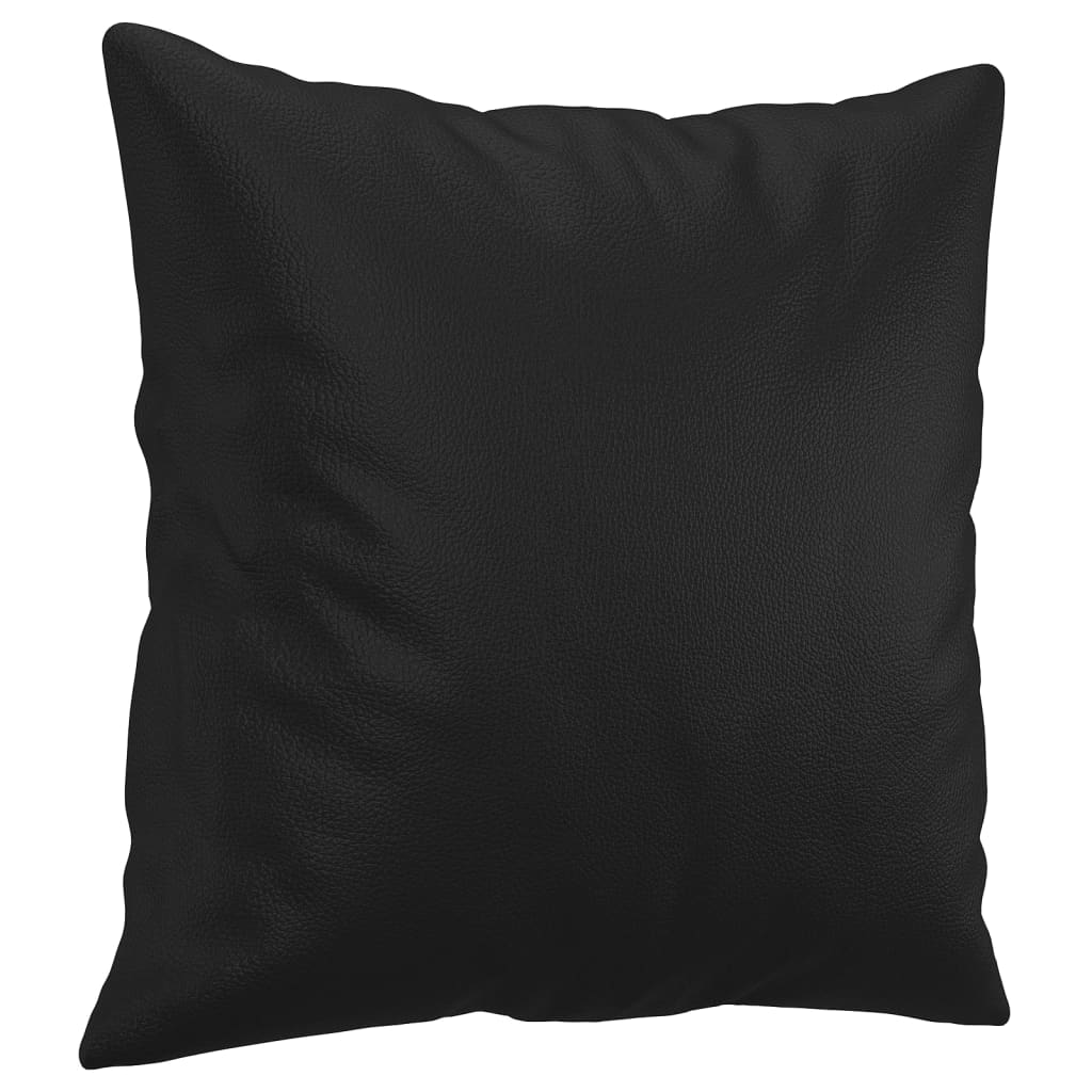 vidaXL 2-местен диван с декоративни възглавници черен 120 см еко кожа
