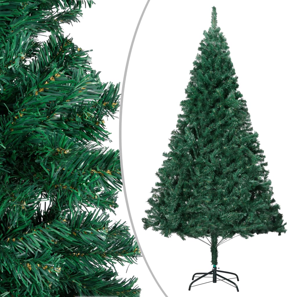 vidaXL Изкуствена осветена коледна елха с гъсти клонки, зелена, 120 см
