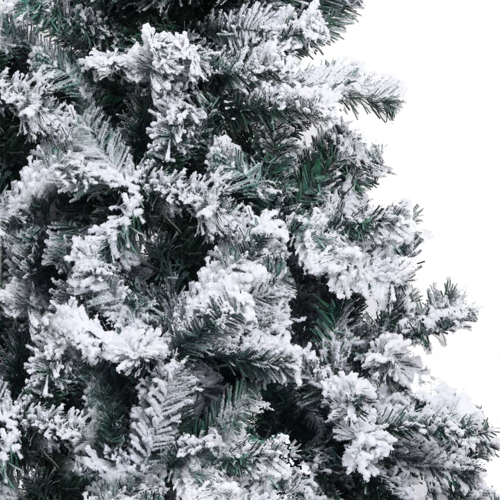 vidaXL Изкуствена коледна елха с флокиран сняг, зелена, 150 см, PVC