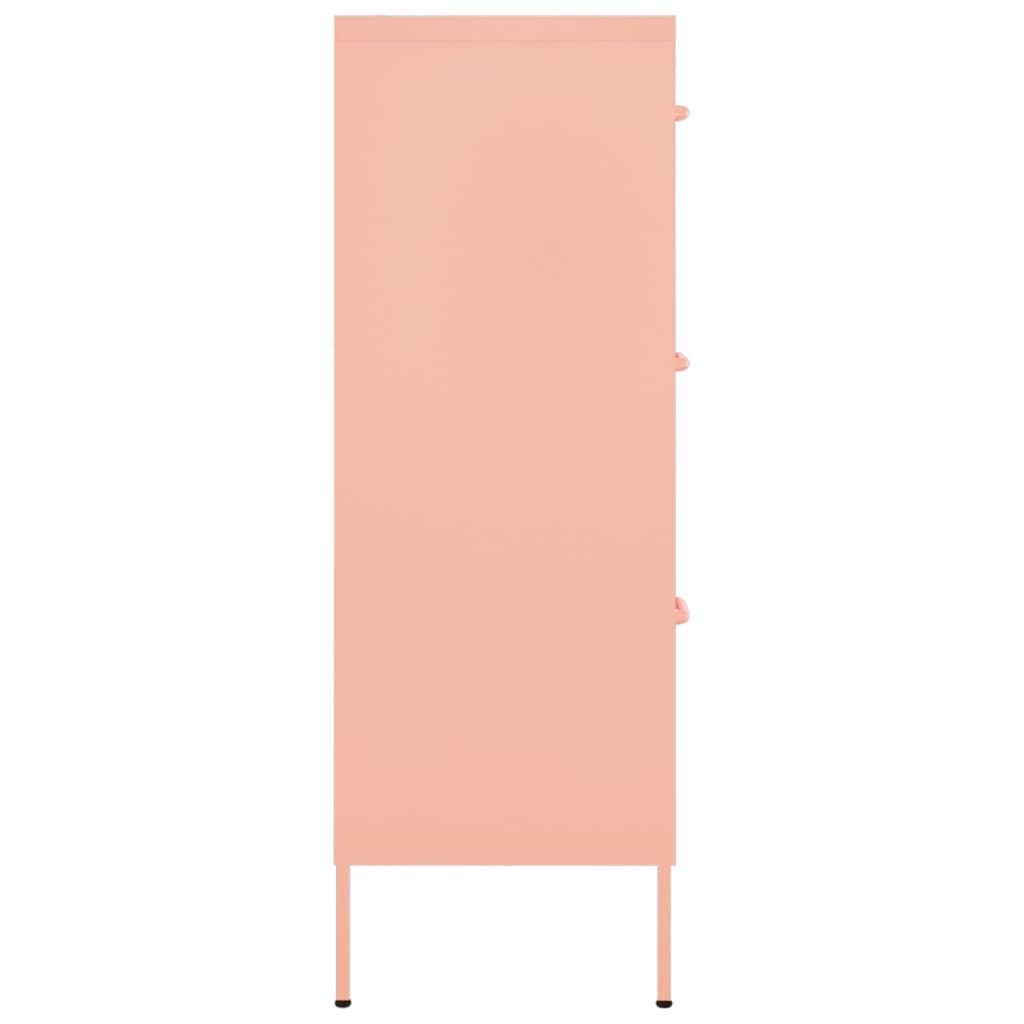 vidaXL Шкаф с чекмеджета, розов, 80х35х101,5 см, стомана