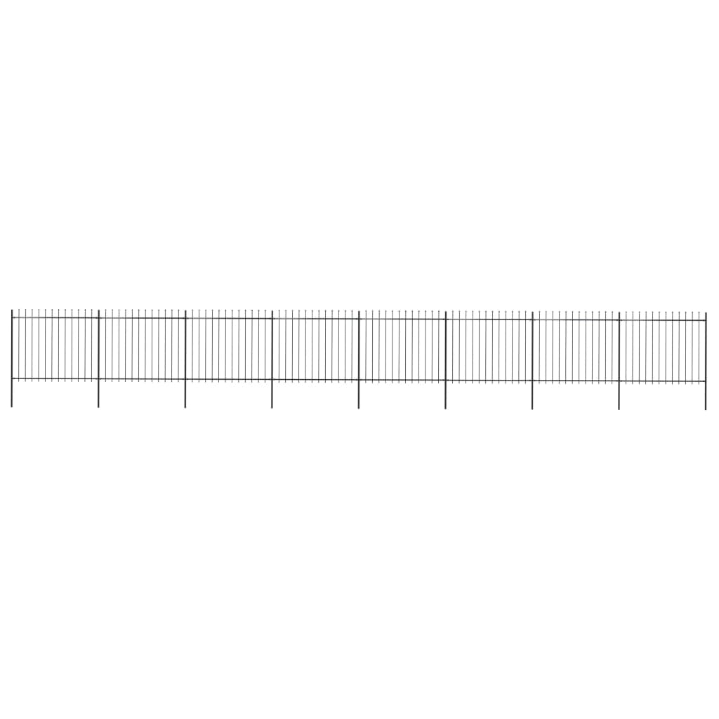 vidaXL Градинска ограда с пики, стомана, 13,6x1,5 м, черна