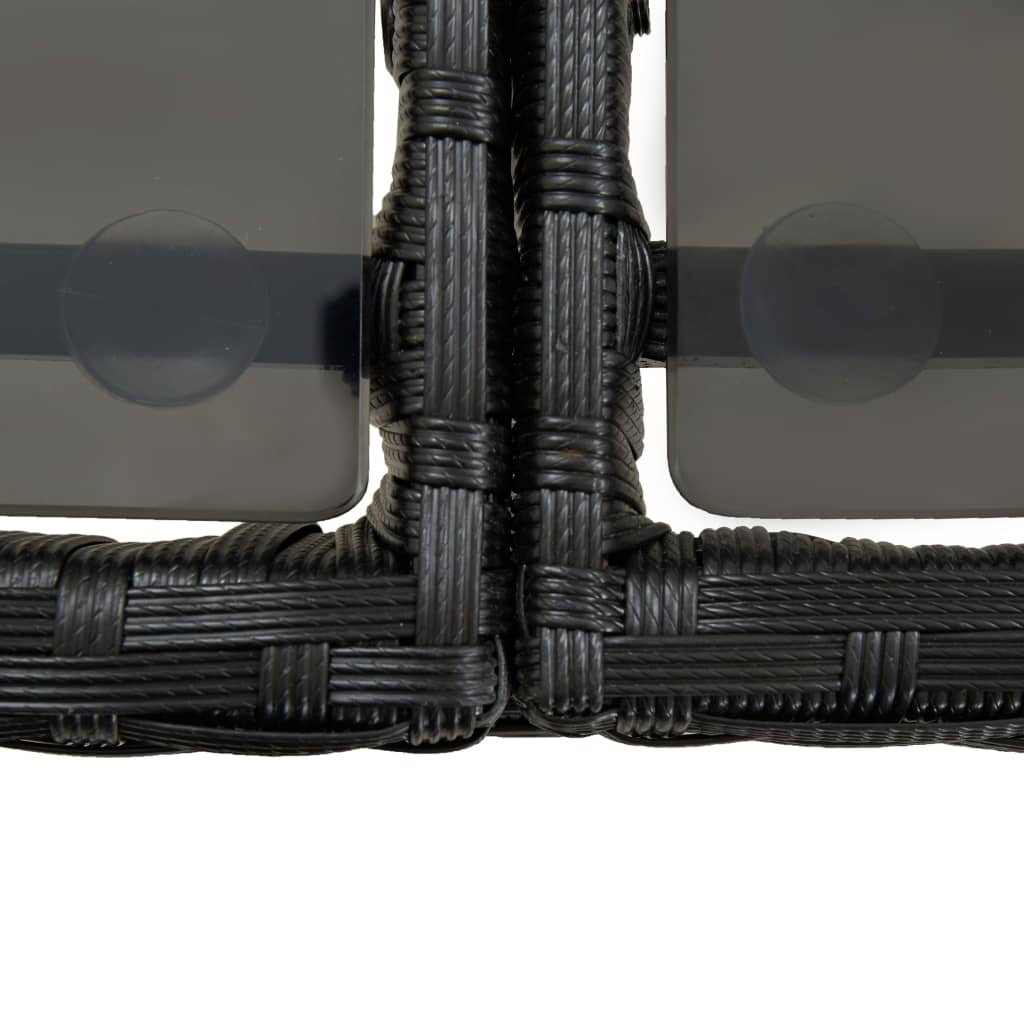 vidaXL Градински комплект с възглавници, 9 части, полиратан, черен