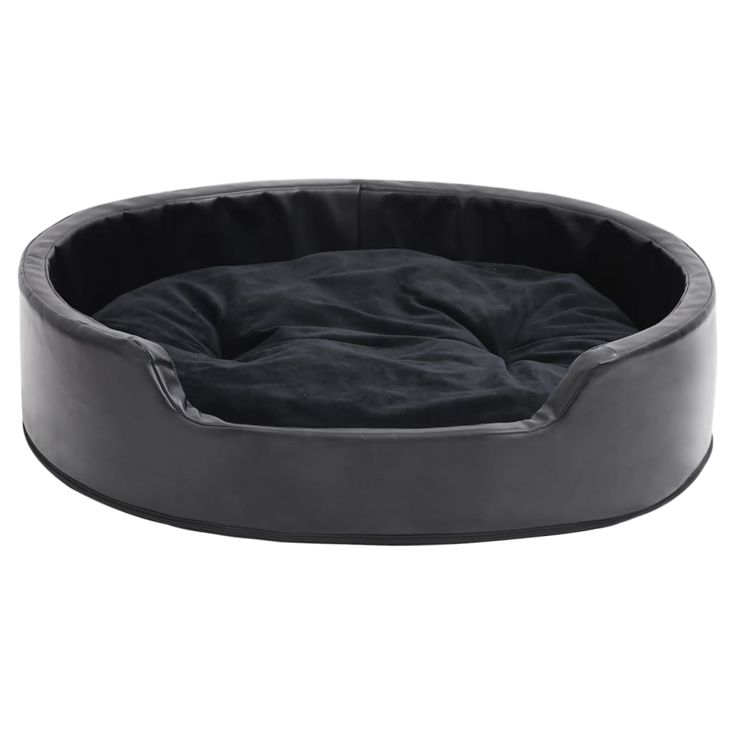 vidaXL Кучешко легло, черно, 79x70x19 см, плюш и изкуствена кожа