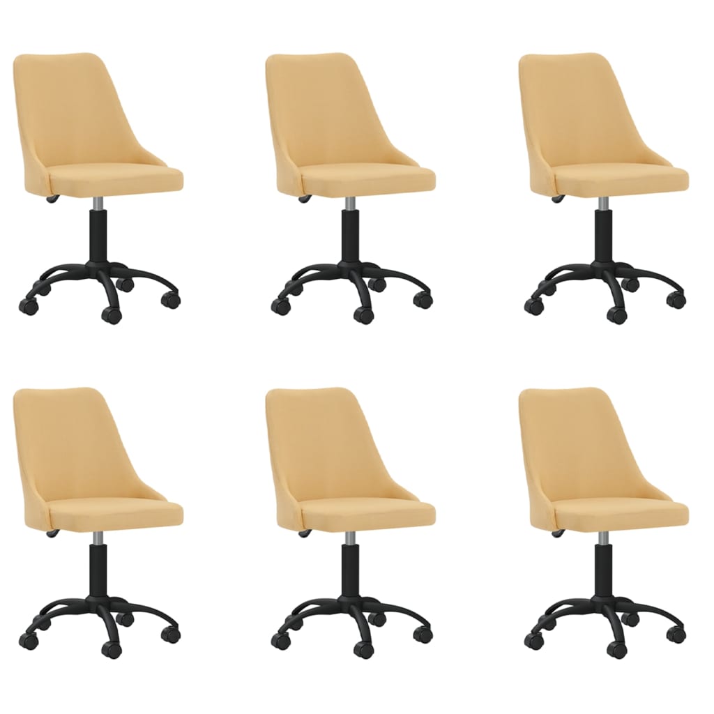 vidaXL Въртящи се трапезни столове, 6 бр, жълти, текстил