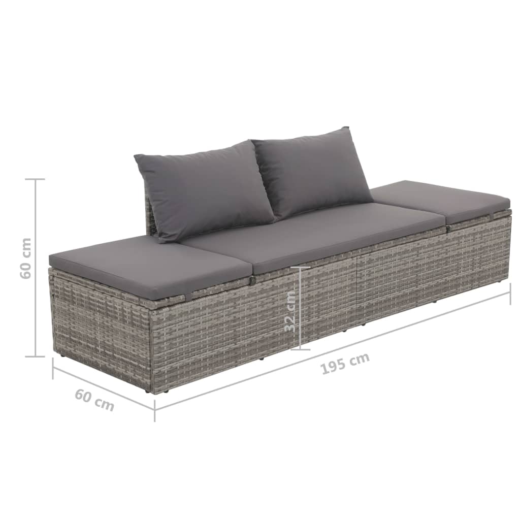vidaXL Градинско легло, сиво, 195x60 см, полиратан