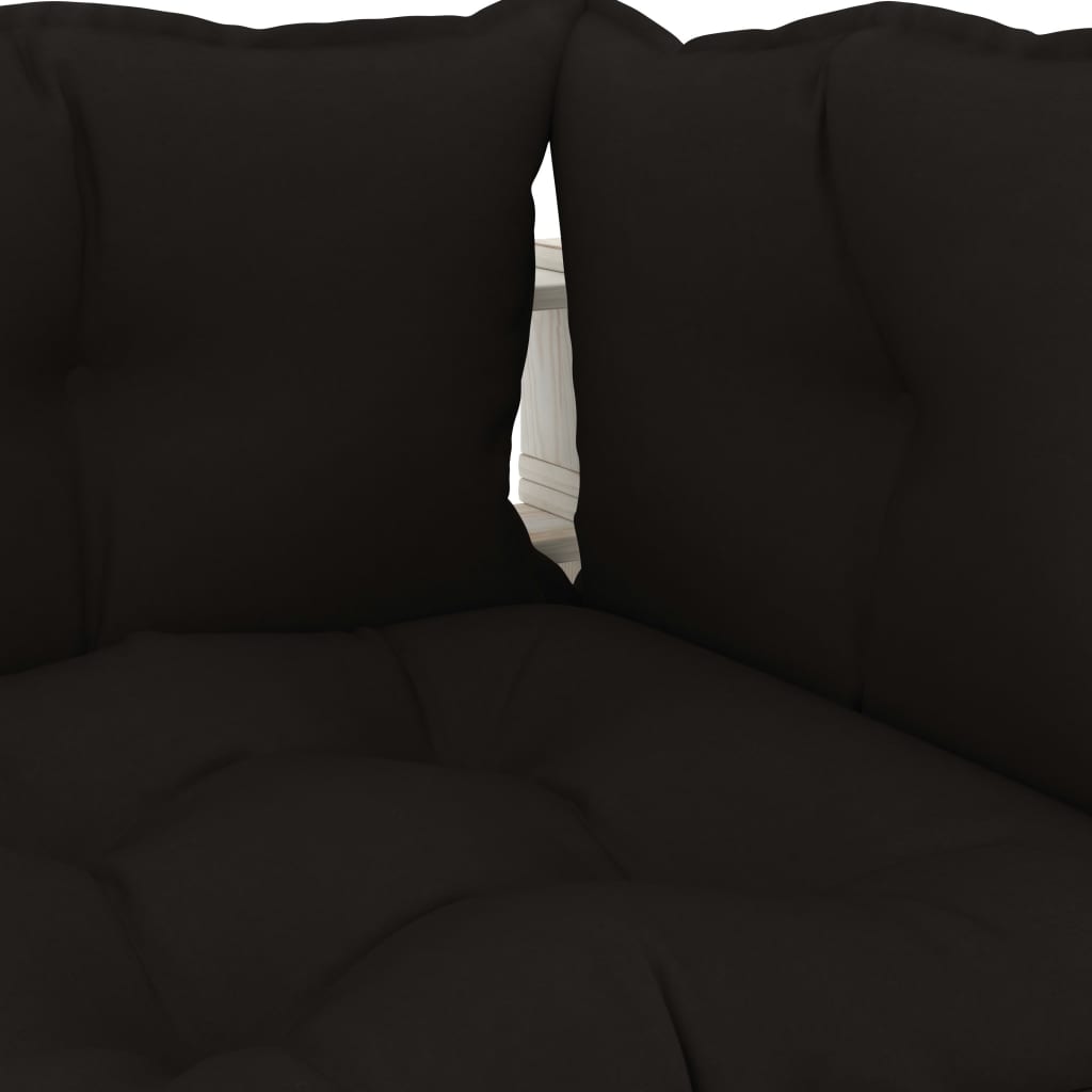vidaXL Градински палетен ъглов диван с черни възглавници дърво
