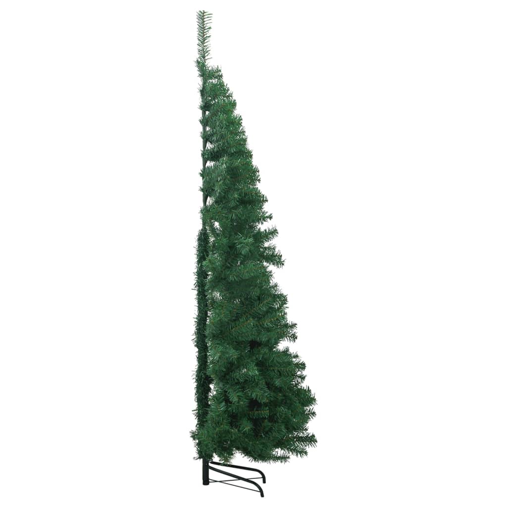 vidaXL Ъглова изкуствена коледна елха, зелена, 210 см, PVC